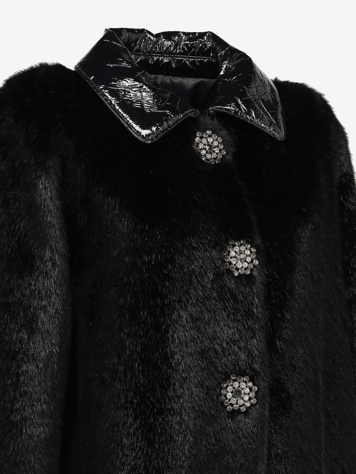 Ermanno Scervino Faux Fur Coat with Jewel Buttons CVM26.22.40  Ermanno Scervino 
