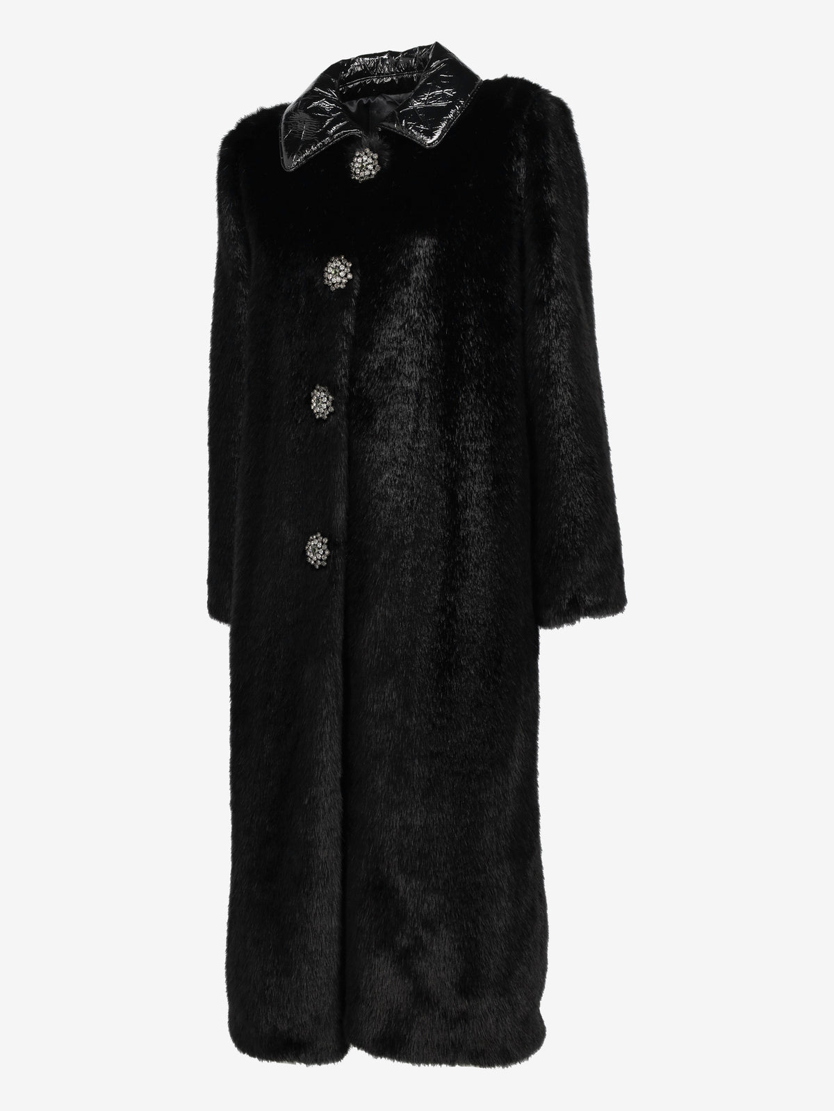 Ermanno Scervino Faux Fur Coat with Jewel Buttons CVM26.22.40  Ermanno Scervino 