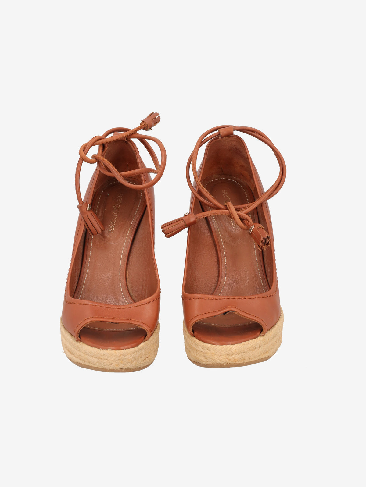 Sergio Rossi Leather Espadrille Wedge Sandals W6826.4  Sergio Rossi 