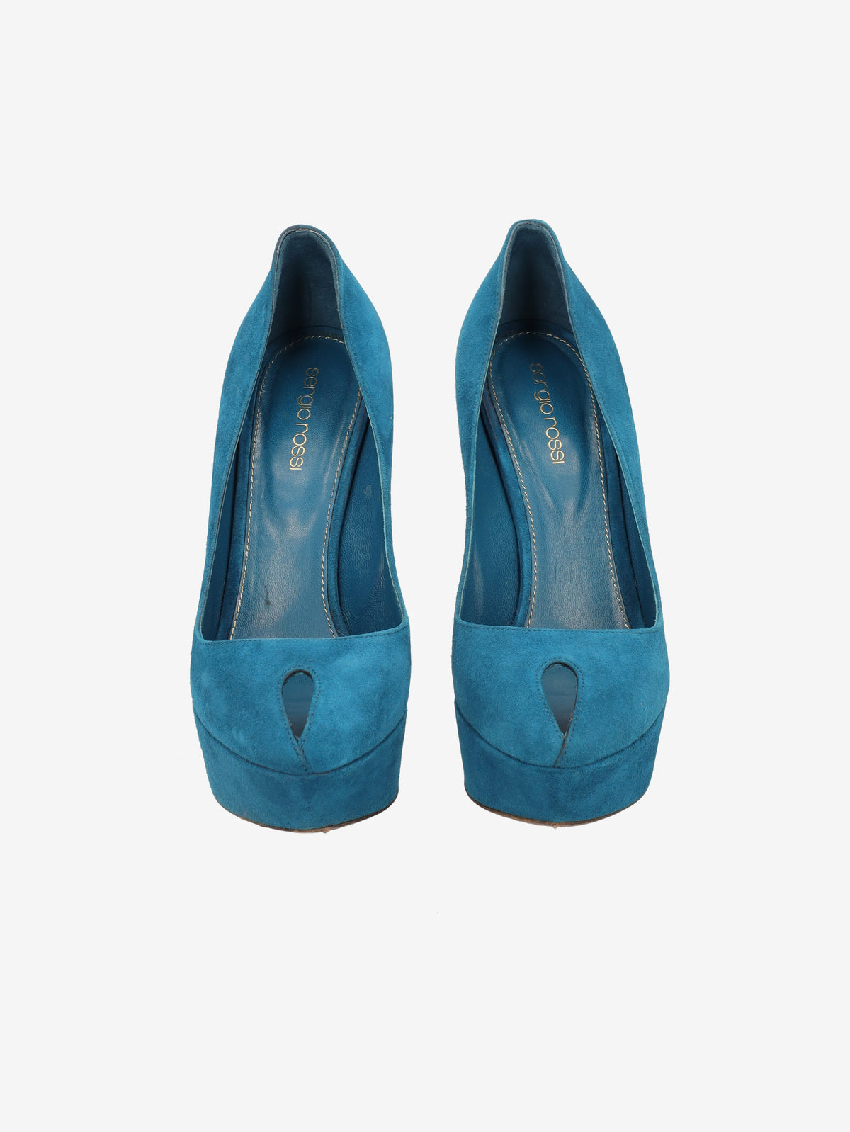 Sergio Rossi Teal Suede Platform Pumps W6826.5  Sergio Rossi 