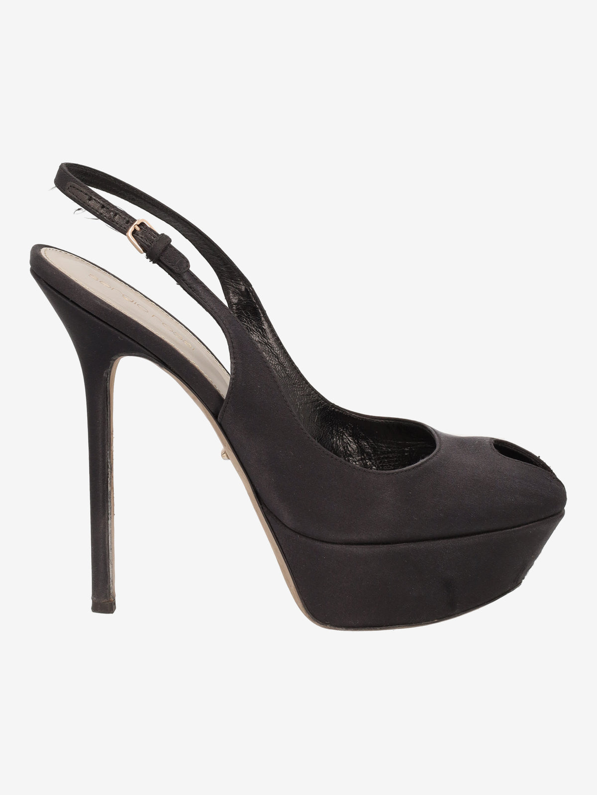 Sergio Rossi Black Satin Platform Pumps W6826.6  Sergio Rossi 