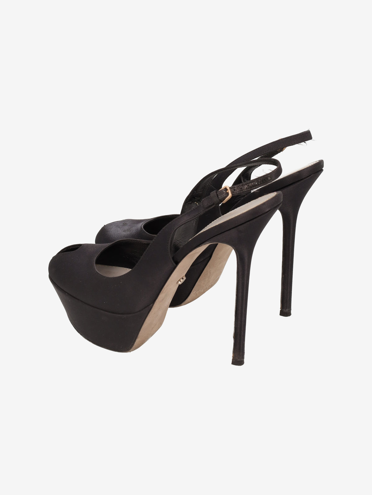 Sergio Rossi Black Satin Platform Pumps W6826.6  Sergio Rossi 