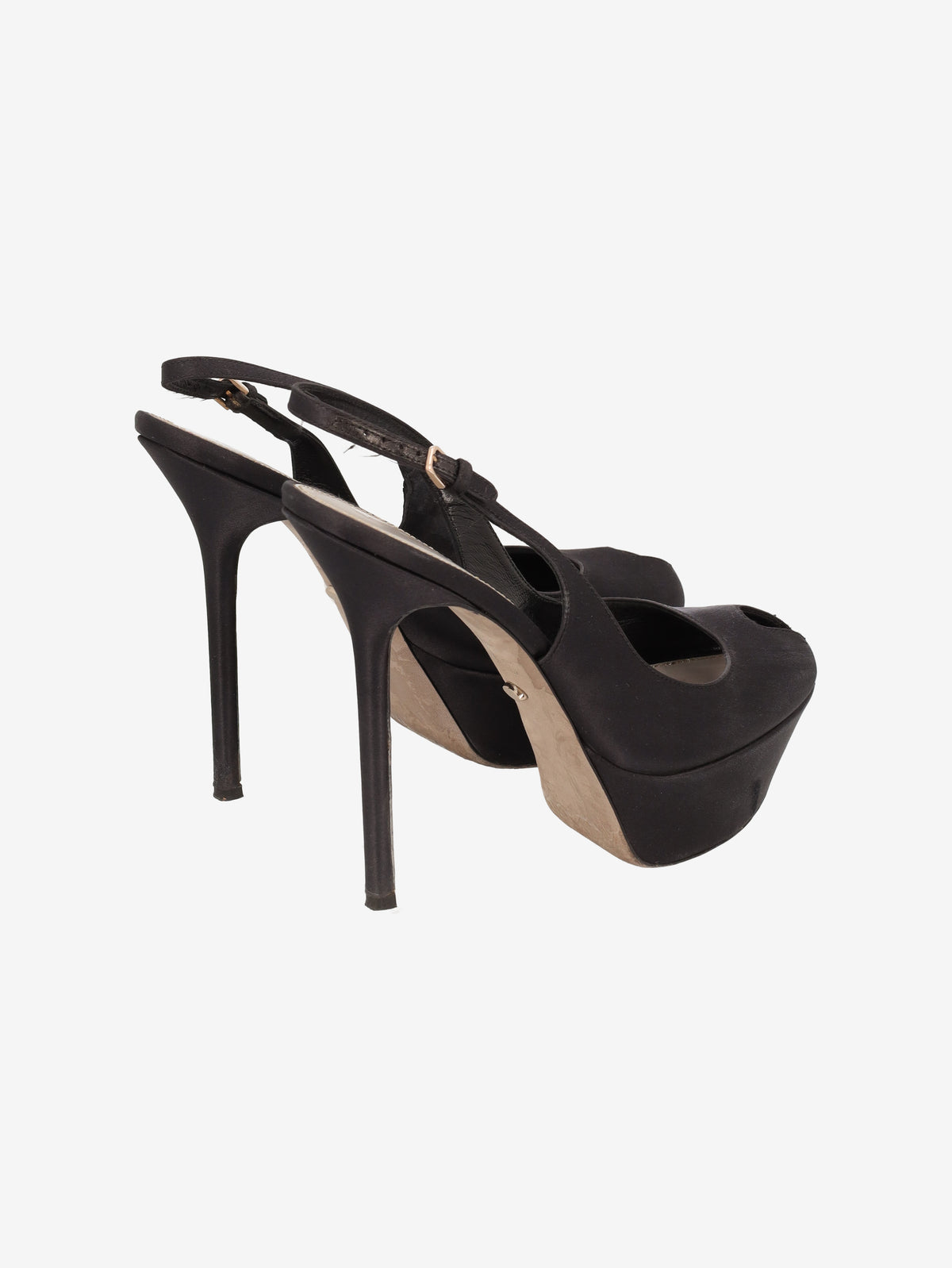 Sergio Rossi Black Satin Platform Pumps W6826.6  Sergio Rossi 