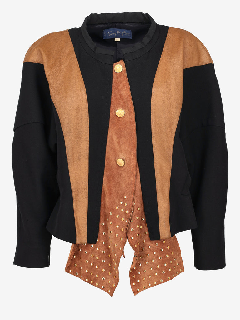 Thierry Mugler Studded Mixed-Media Jacket MR26526.4  Thierry Mugler 