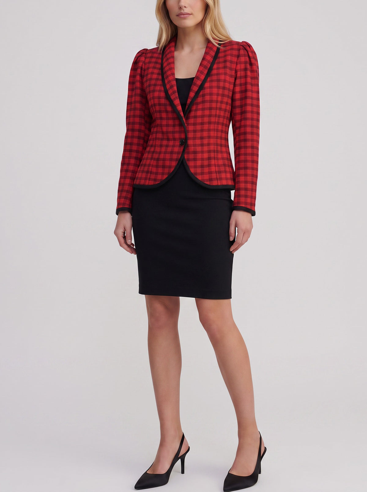 Ungaro Checked Wool Jacket with Black Trim W2926.15  Ungaro 