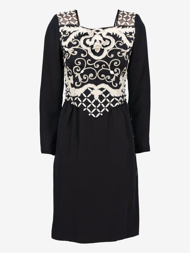 Valentino 1980s Dress in Black Silk Crepe AR012  Valentino 