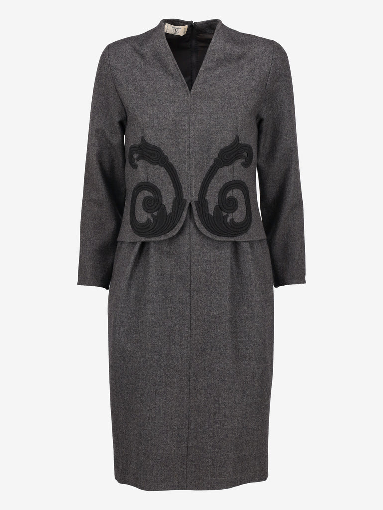 Valentino Wool Midi Dress with Layered-Effect Design CVM24.75.34  Valentino 