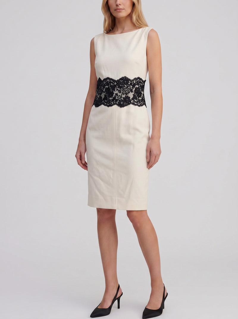 Valentino Sleeveless Midi Dress with Lace Waist Detail CVM26.6.139  Valentino 