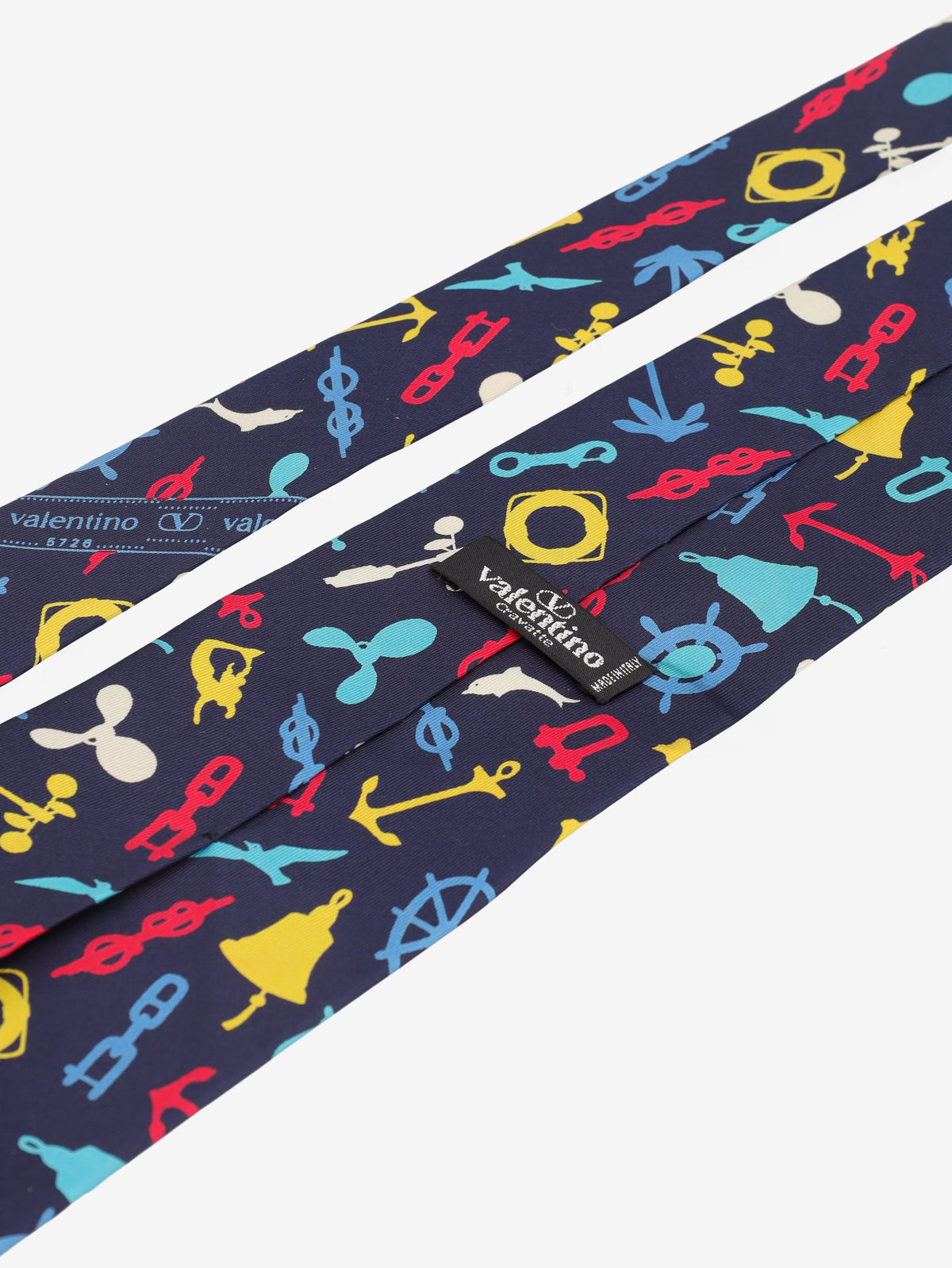 Valentino Blue Silk Tie with Nautical Motifs MU260921.102  Valentino 