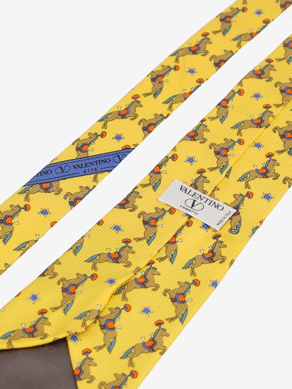 Valentino Yellow Tie with Horse and Star Motif MU260921.94  Valentino 