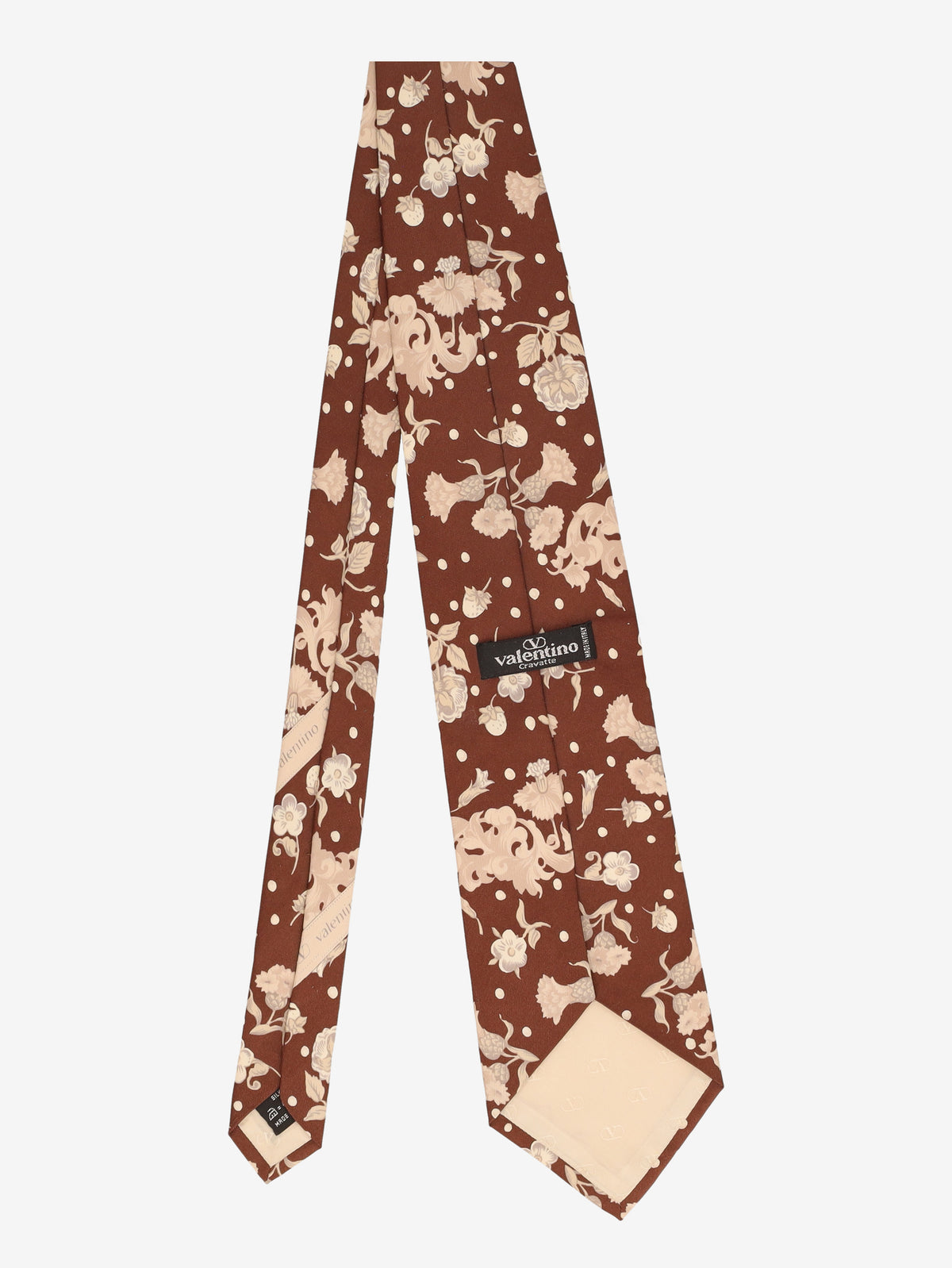 Valentino Brown Tie with Ivory Botanical Motif MU260921.95  Valentino 