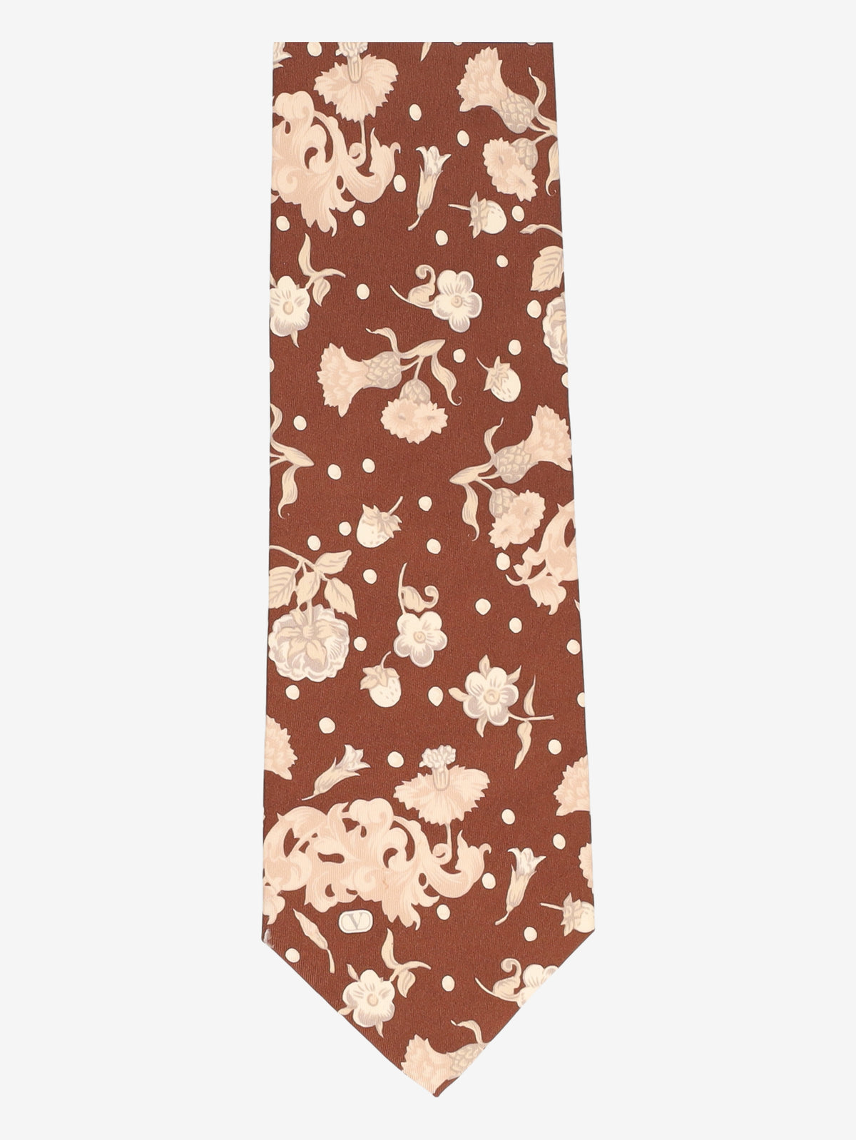 Valentino Brown Tie with Ivory Botanical Motif MU260921.95  Valentino 