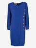 Valentino Vintage Blue Wool Midi Dress with Tortoise Buttons W150926.2  Valentino 