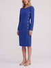 Valentino Vintage Blue Wool Midi Dress with Tortoise Buttons W150926.2  Valentino 