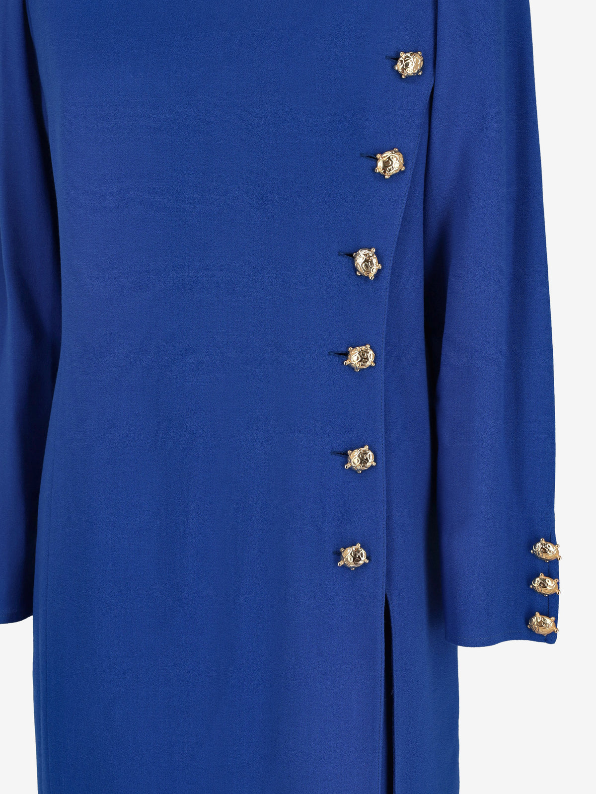 Valentino Vintage Blue Wool Midi Dress with Tortoise Buttons W150926.2  Valentino 