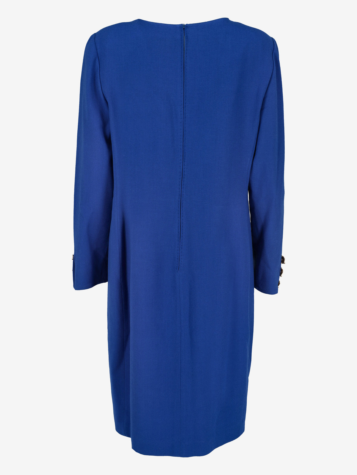 Valentino Vintage Blue Wool Midi Dress with Tortoise Buttons W150926.2  Valentino 