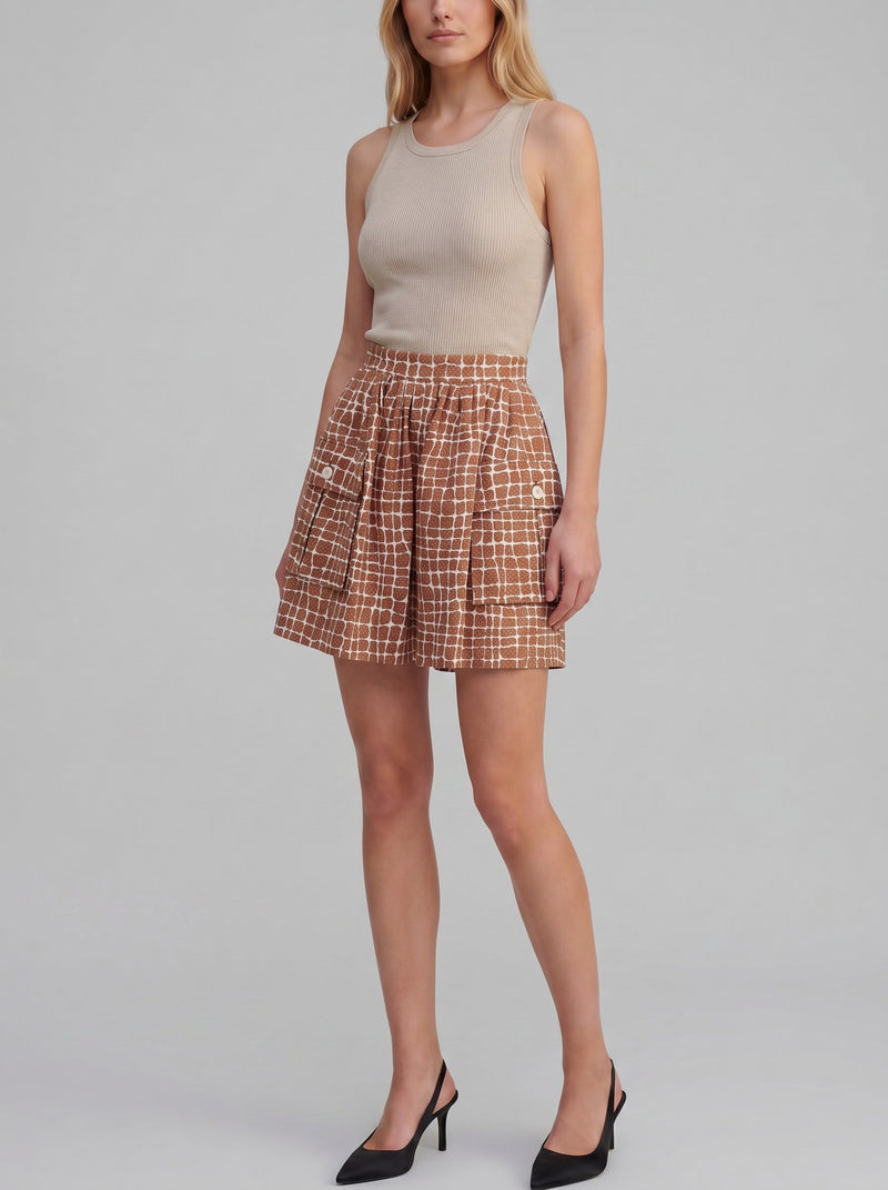 Valentino Textured Checked Trouser Skirt MR260725.89  Valentino Boutique 