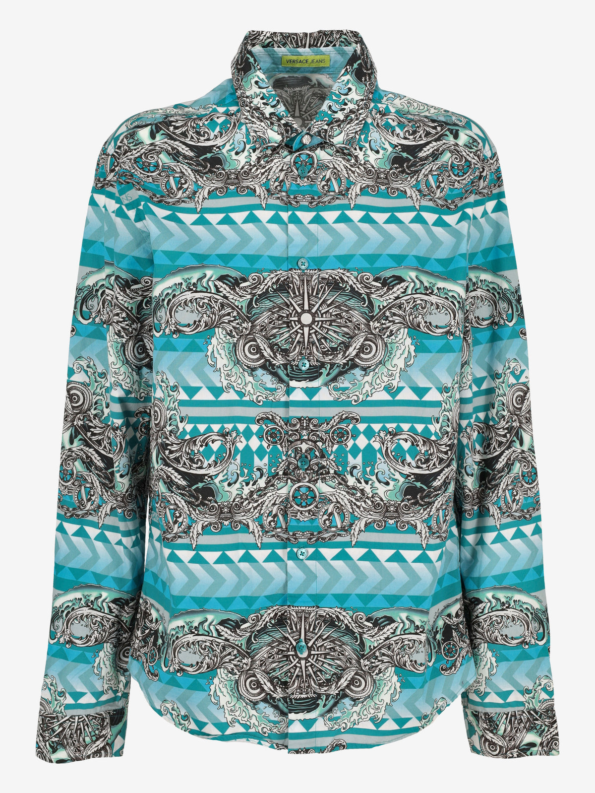 Versace Jeans Vintage Blue Printed Cotton Shirt MR12926.18  Versace 