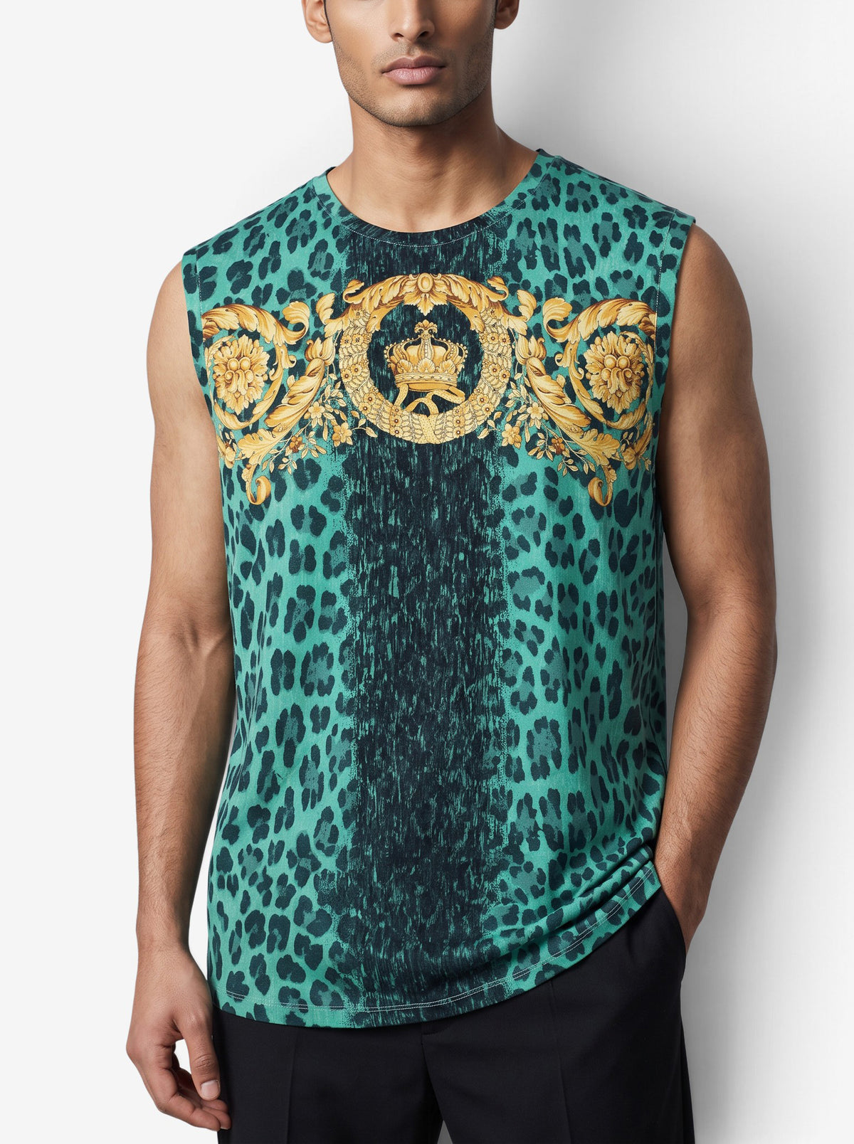 Versace Vintage Leopard Baroque Tank Top MR12926.24  Versace 