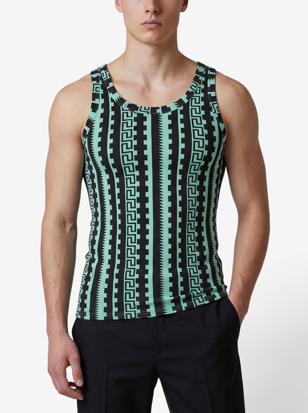 Versace Vintage Geometric Fitted Tank Top MR12926.27  Versace 