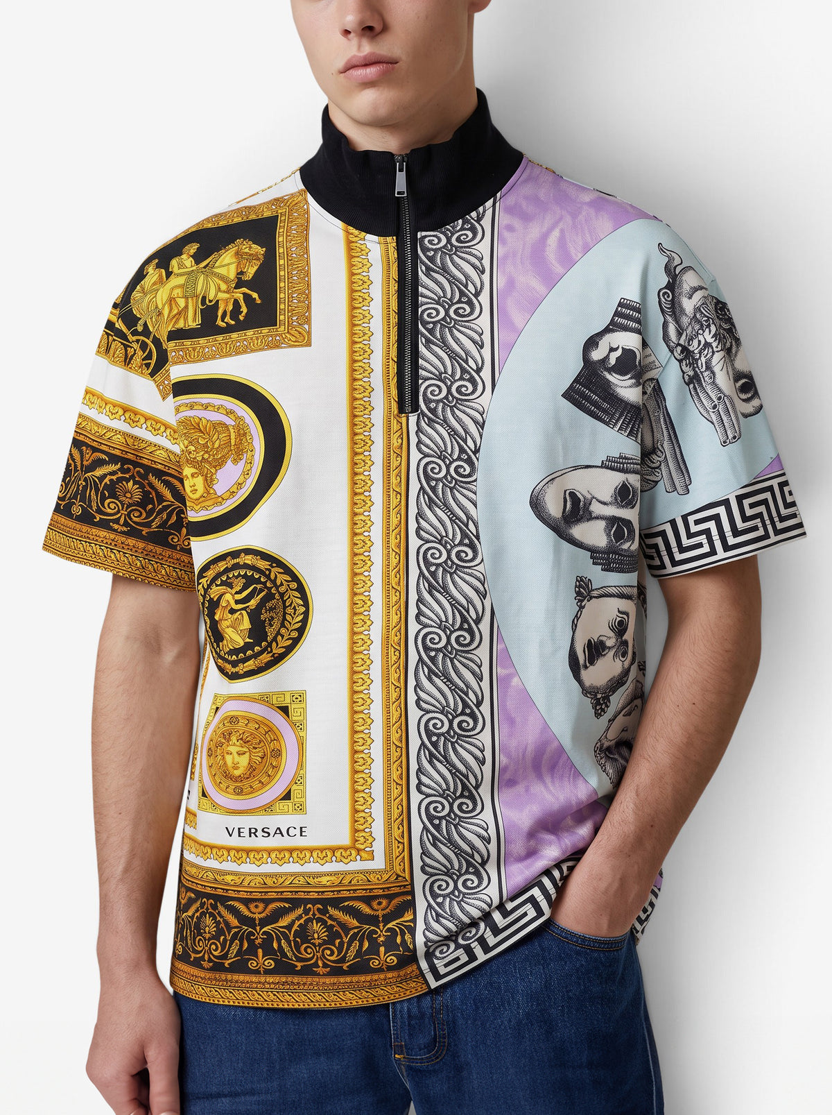 Versace Vintage High-Neck Printed Polo Shirt MR12926.2  Versace 