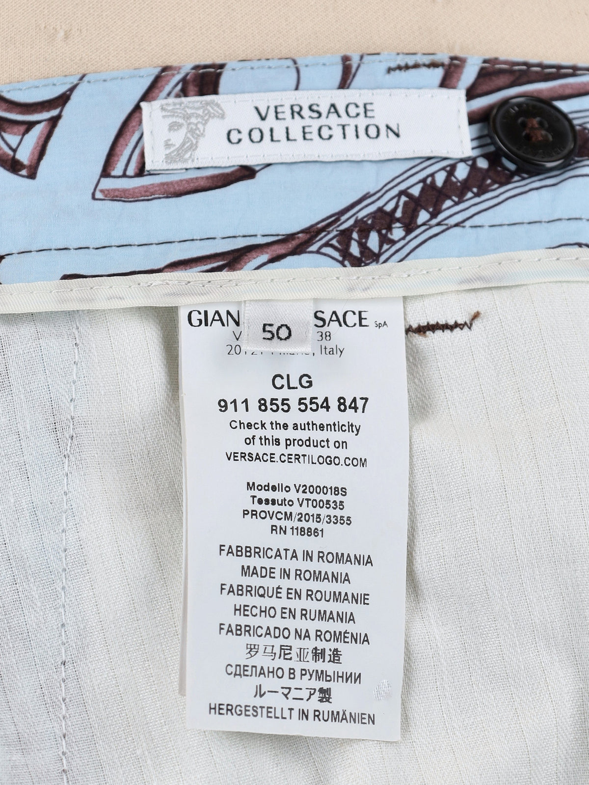 Versace Vintage Lightweight Cotton Printed Trousers MR12926.6  Versace Collection 