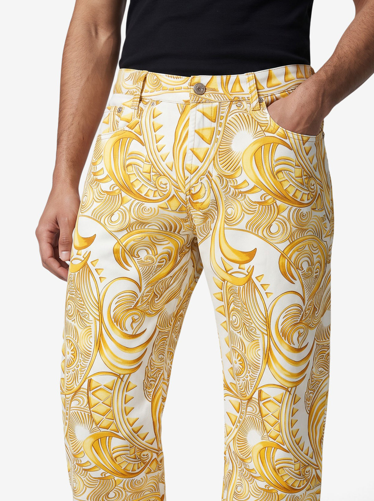 Versace Vintage Slim-Fit Patterned Cotton Jeans MR12926.20  Versace Jeans 