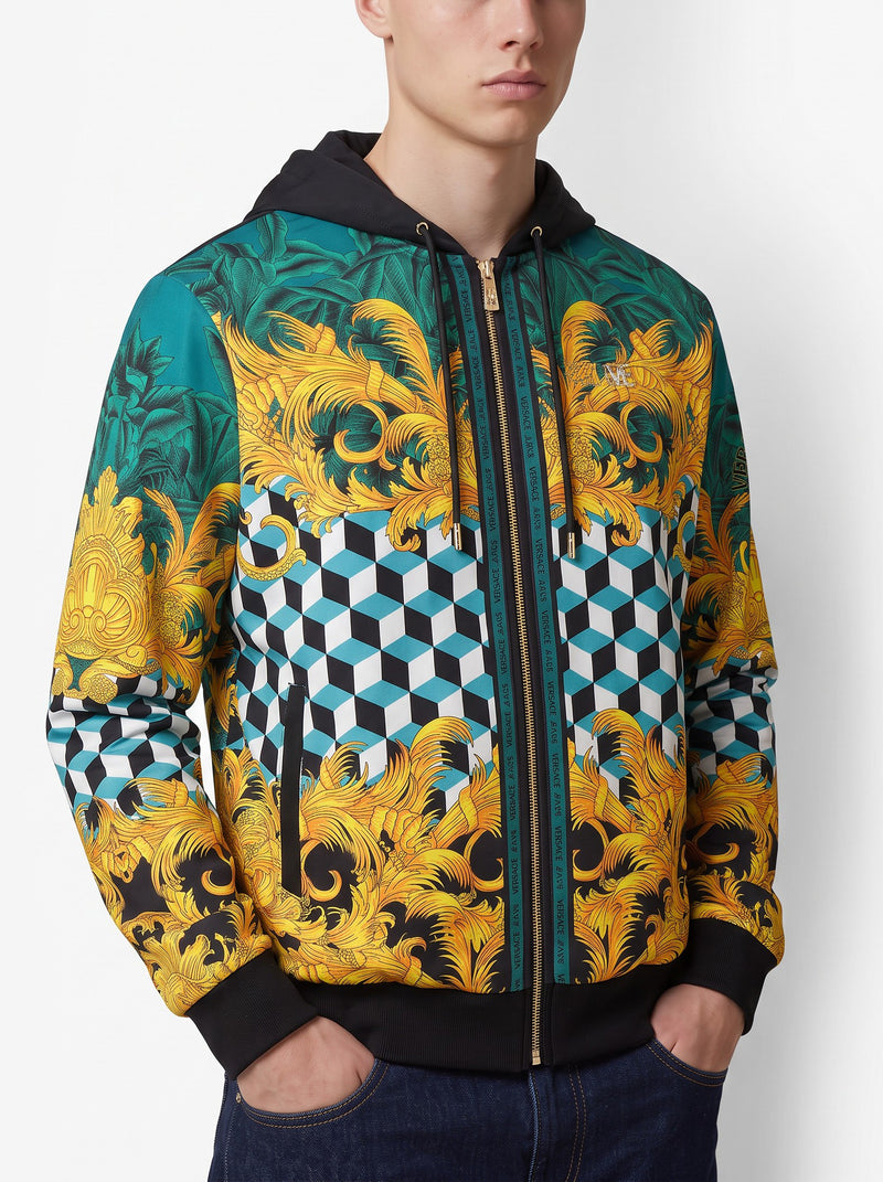 Versace Jeans Vintage Printed Zip-Up Hoodie MR12926.3  Versace Jeans 