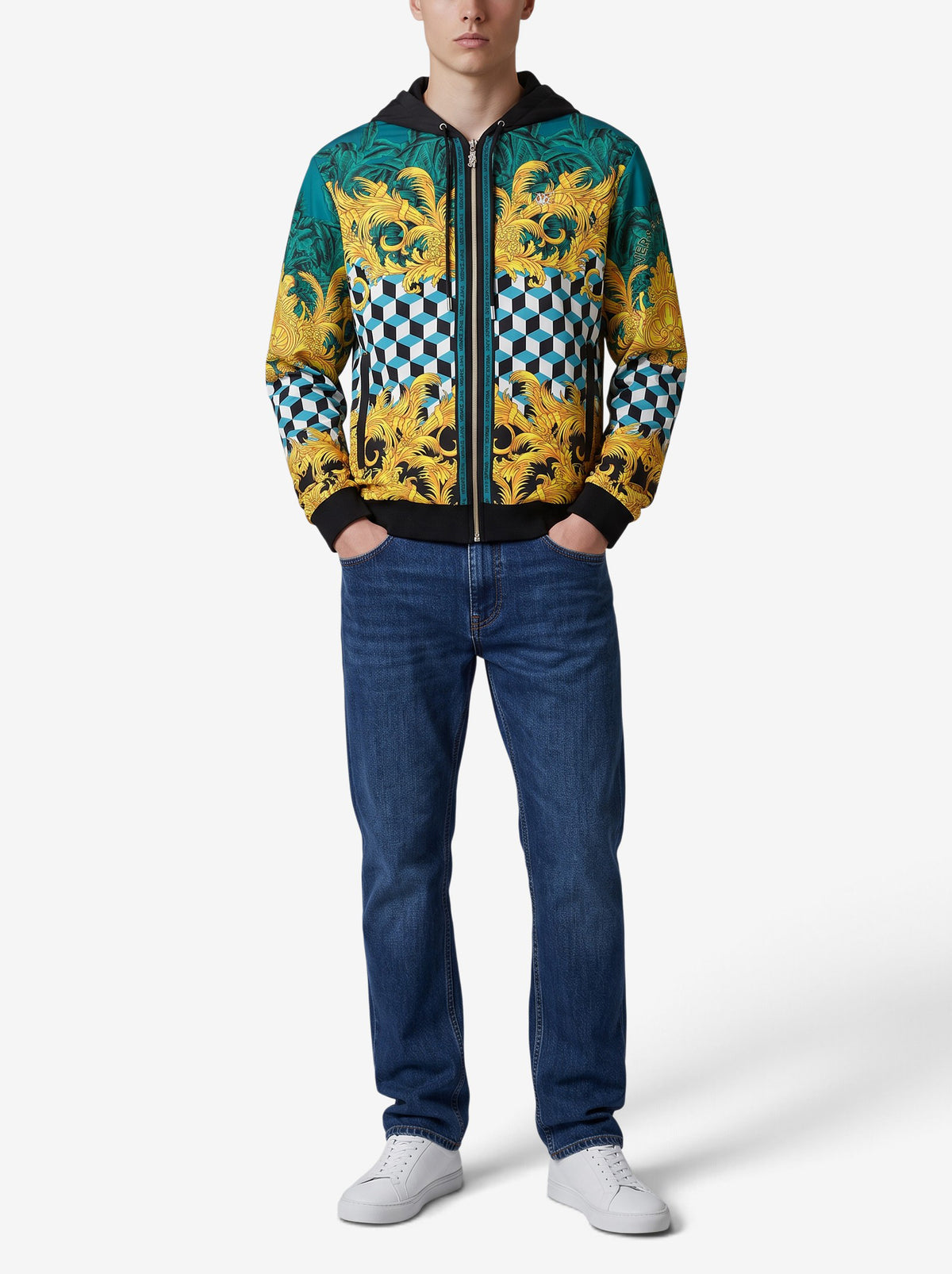 Versace Jeans Vintage Printed Zip-Up Hoodie MR12926.3  Versace Jeans 