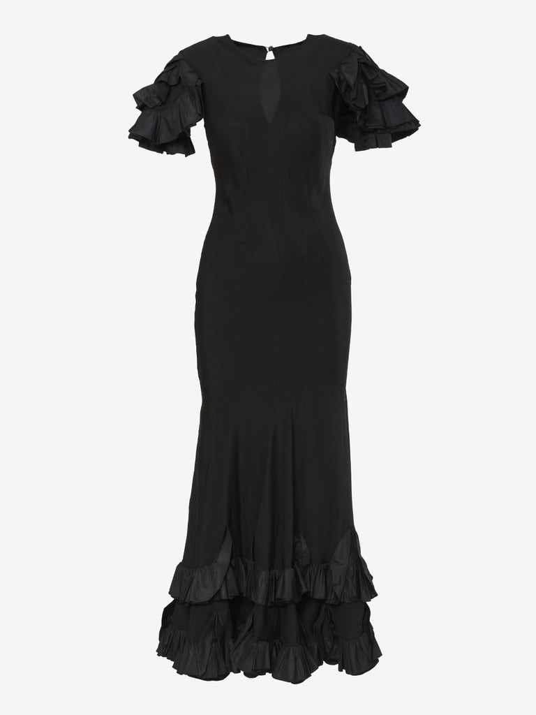 Vintage ruffle taffetà dress - '36s AR003  Vintage 
