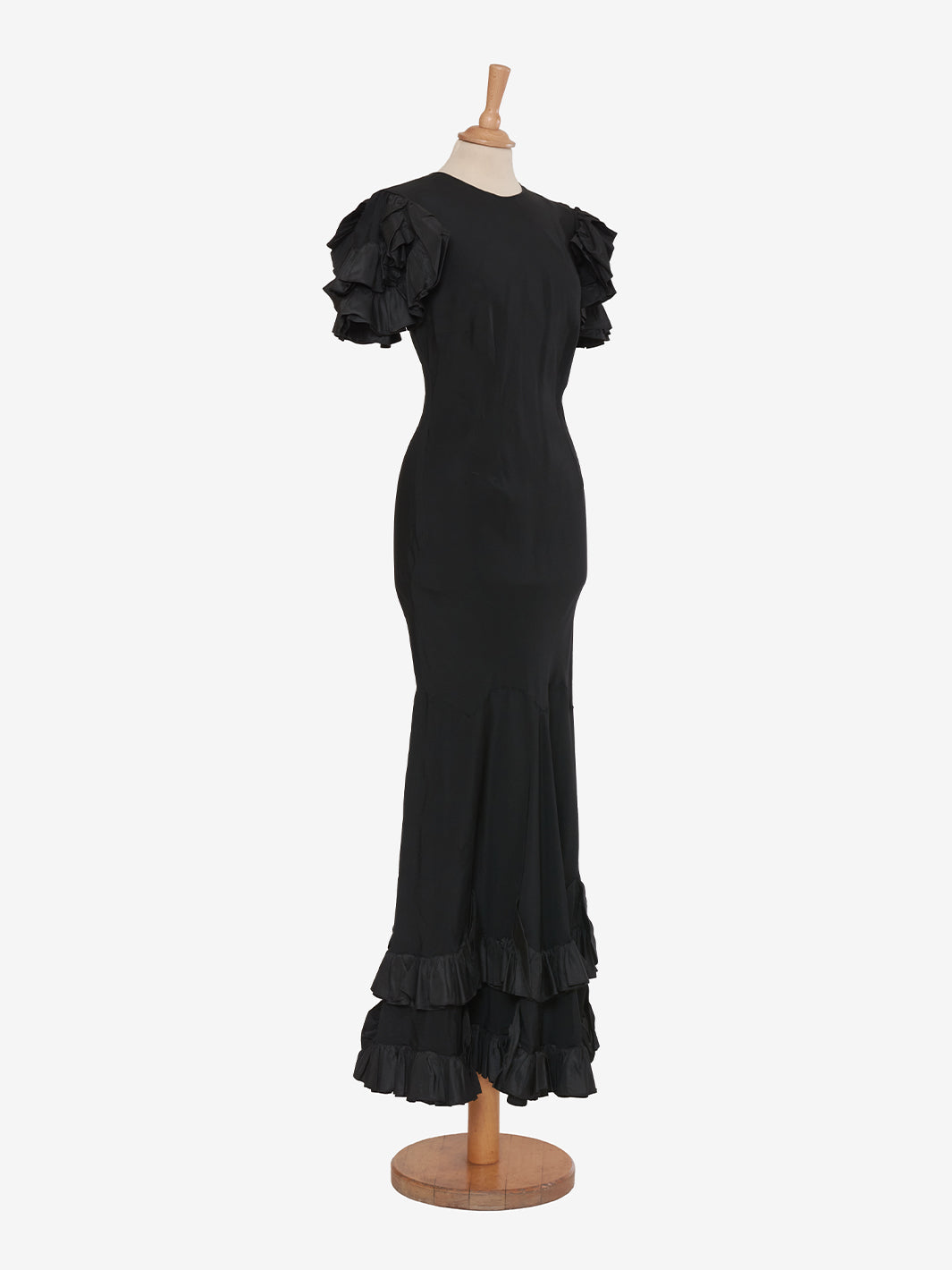 Vintage ruffle taffetà dress - '36s AR003  Vintage 