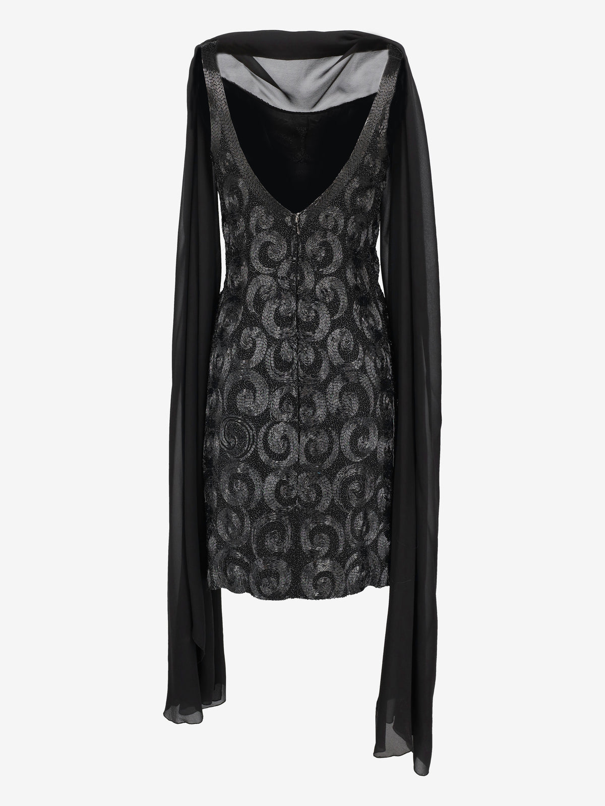 Structured Cocktail Dress with Textured Embroidery and Chiffon Stole AR072  Vintage 