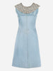 Satin Dress With Embroidered Beaded Flowers - 60s AR096  Vintage 