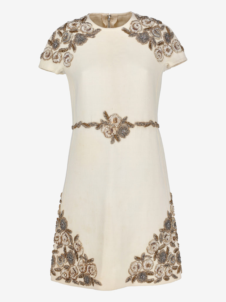 Vintage Couture Mini Dress with 3D Floral Embroidery AR120  Vintage 