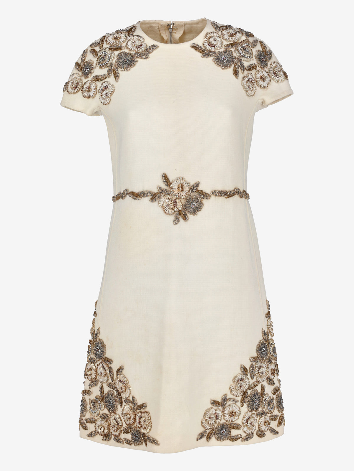 Vintage Couture Mini Dress with 3D Floral Embroidery AR120  Vintage 