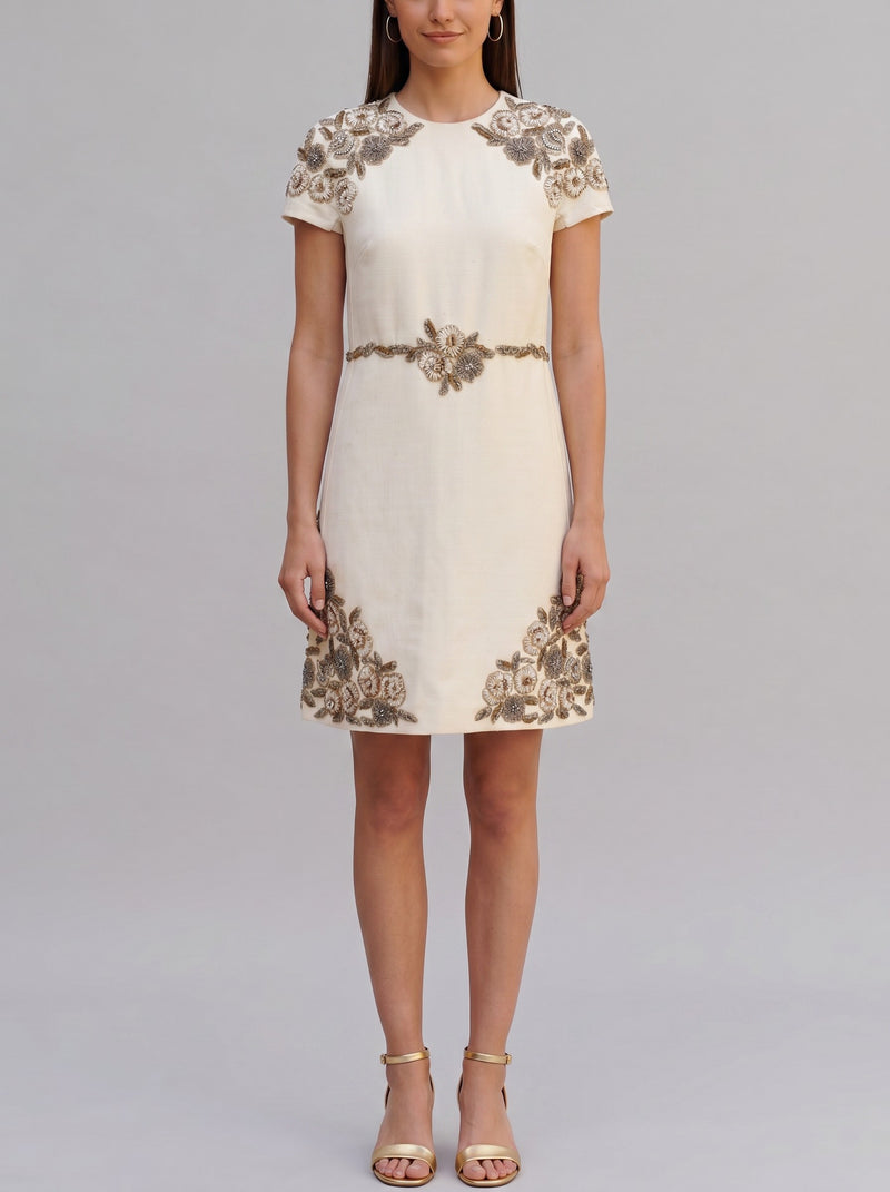 Vintage Couture Mini Dress with 3D Floral Embroidery AR120  Vintage 