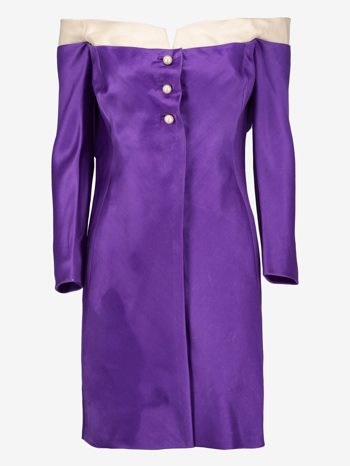 Vintage Off-the-Shoulder Silk Blazer Dress with Pearl Details AR123  Vintage 