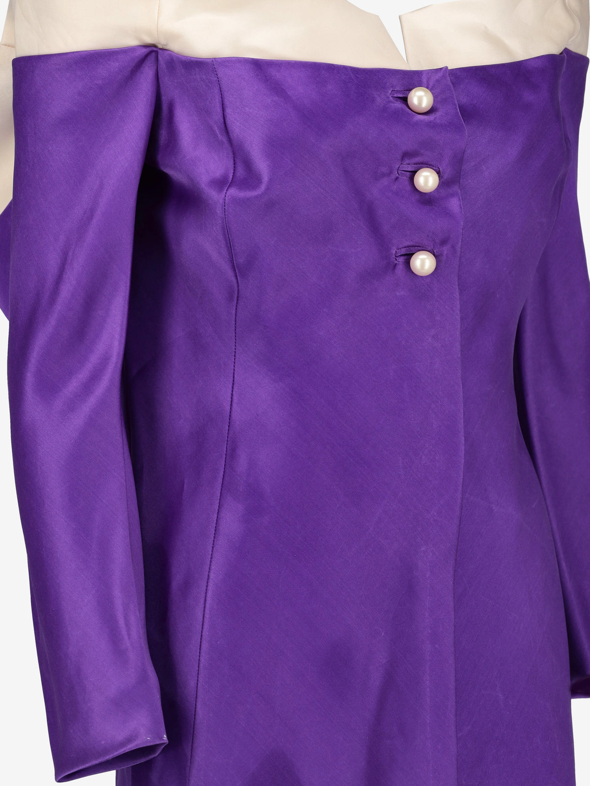 Vintage Off-the-Shoulder Silk Blazer Dress with Pearl Details AR123  Vintage 