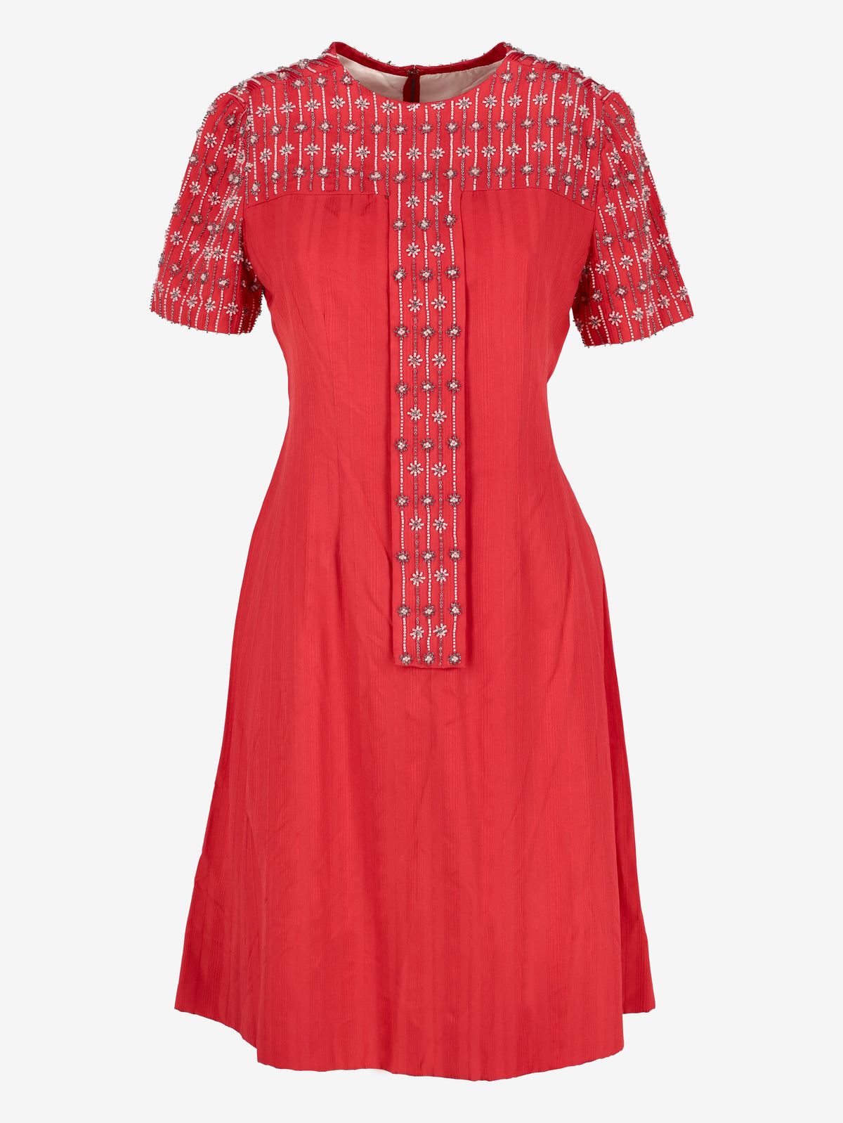 Vintage Coral Pink Beaded Sheath Dress - Floral Crystal Embroidery - 1950s/1960s AR128  Vintage 
