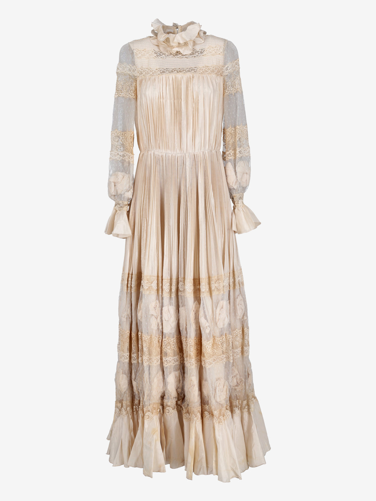 Edwardian Revival Pleated Maxi Dress AR138  Vintage 