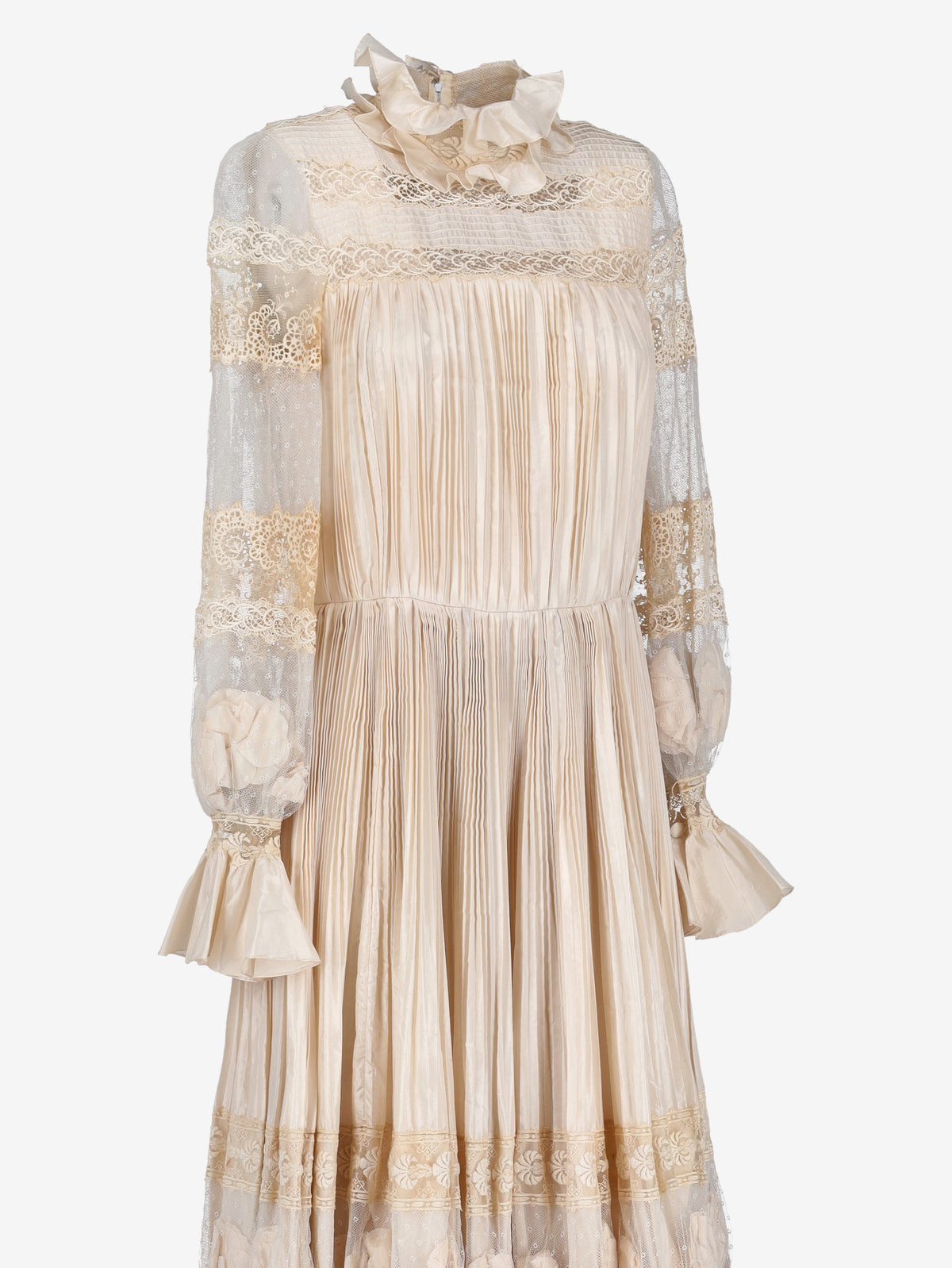 Edwardian Revival Pleated Maxi Dress AR138  Vintage 
