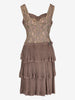Vintage Pink Metallic Lace Cocktail Dress with Pleated Ruffle Skirt - 1950s/1960s AR149  Vintage 