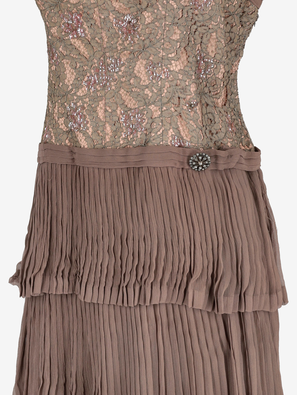 Vintage Pink Metallic Lace Cocktail Dress with Pleated Ruffle Skirt - 1950s/1960s AR149  Vintage 