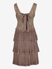 Vintage Pink Metallic Lace Cocktail Dress with Pleated Ruffle Skirt - 1950s/1960s AR149  Vintage 