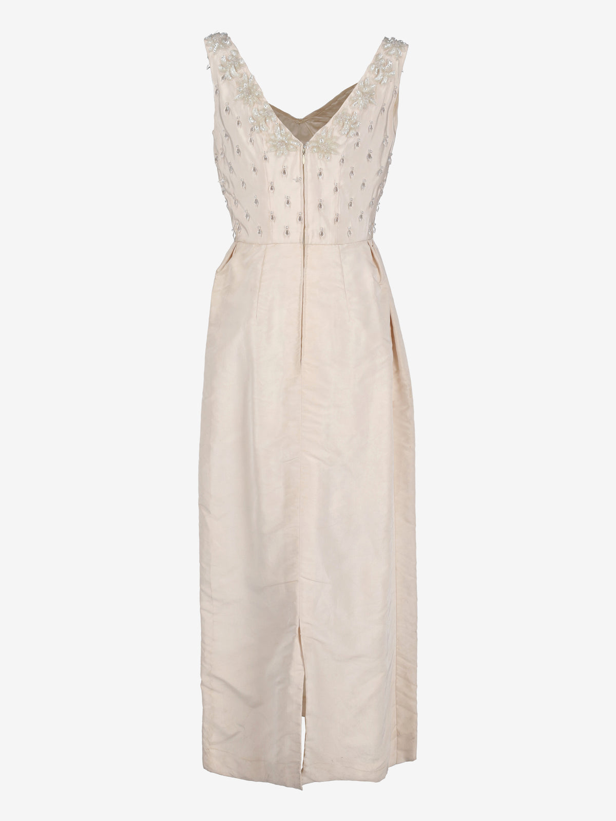 Vintage Ivory Silk Evening Dress with Embroidered Bodice AR153  Vintage 
