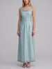 Vintage Tiffany Blue Satin Evening Gown with Beaded Neckline and Front Bow - 1960s AR155  Vintage 