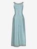 Vintage Tiffany Blue Satin Evening Gown with Beaded Neckline and Front Bow - 1960s AR155  Vintage 