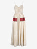 Vintage Cream Maxi Dress with Gold Embroidered Red Waistband - 1970s AR158  Vintage 