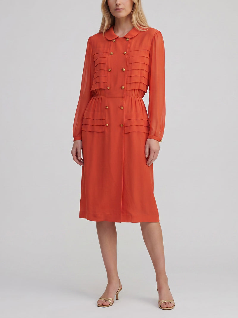 Vintage Double-Breasted Midi Dress with Gold Buttons B10625.4  Vintage 