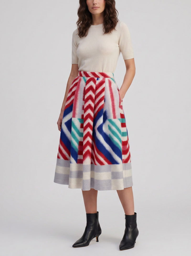 Vintage Geometric Wool Midi Skirt MR22526.37  Vintage 